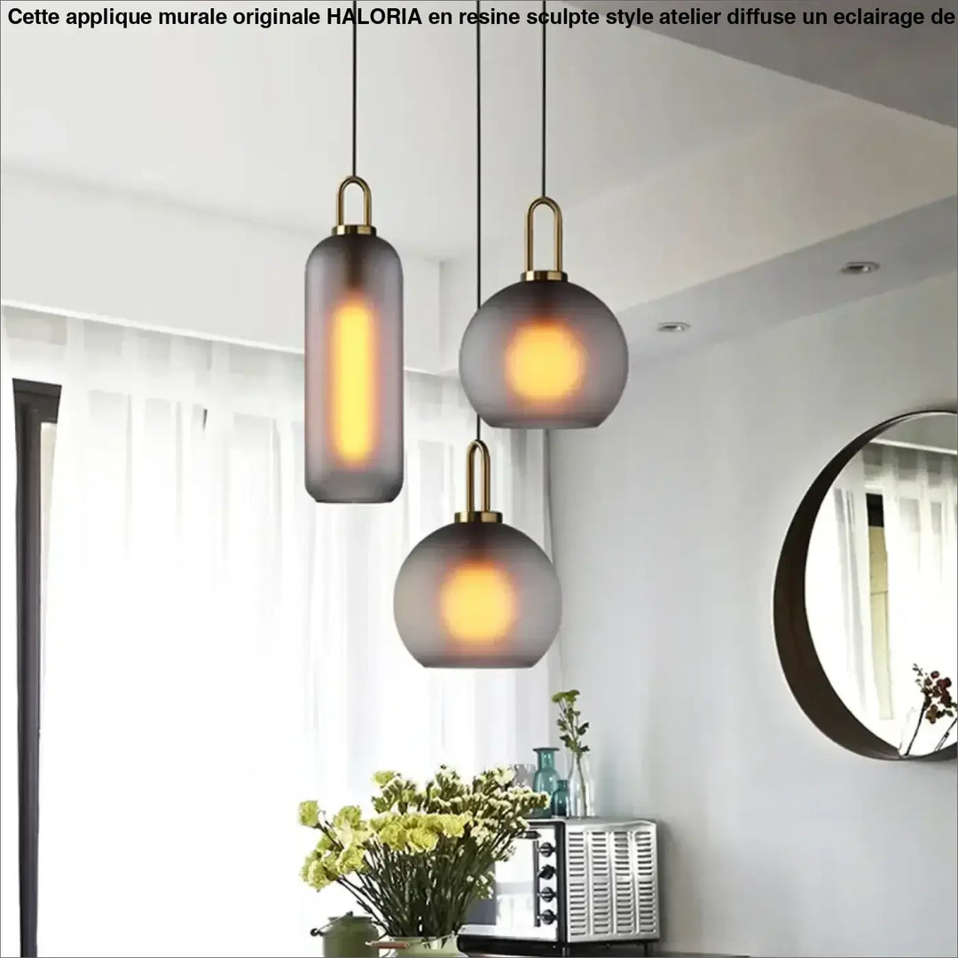 Suspension luminaire moderne en verre fumé au style design