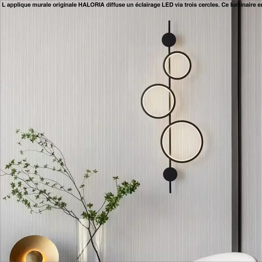 Applique Murale Originale Noir Ou Grise Avec 3 Cercles En LED Élégante