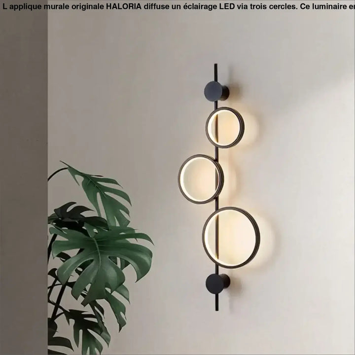 Applique Murale Originale Noir Ou Grise Avec 3 Cercles En LED Élégante
