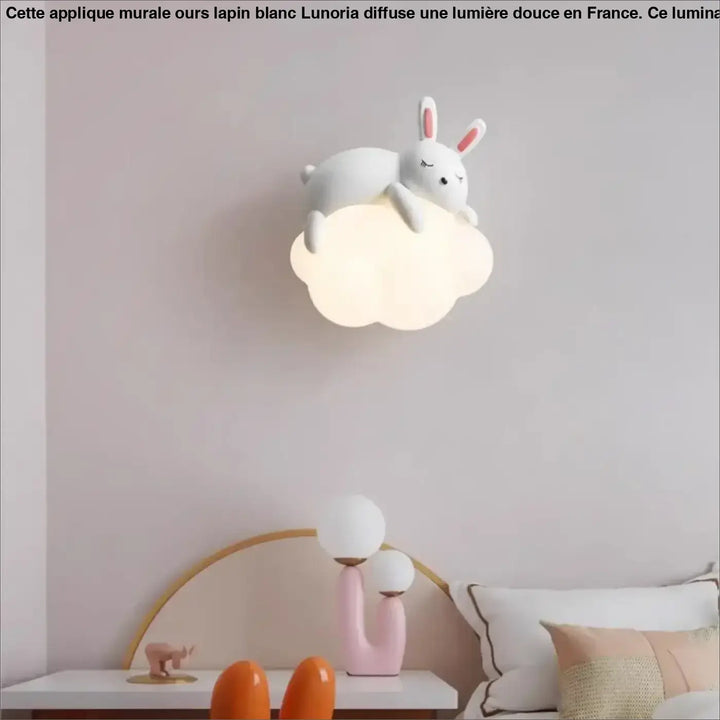 Applique Murale Ours Blanc Pour Chambre D’Enfant Sur Nuage