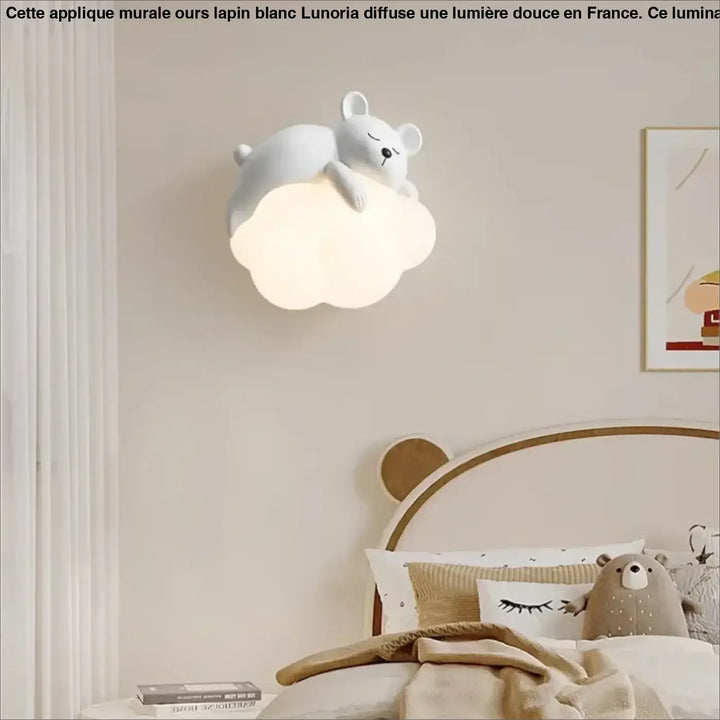 Applique Murale Ours Blanc Pour Chambre D’Enfant Sur Nuage