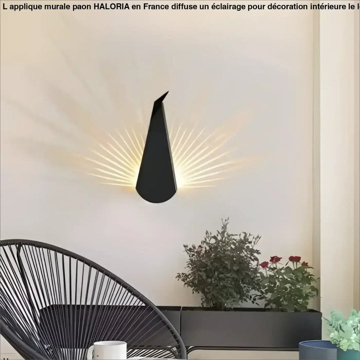 Applique Murale Paon en Aluminium Noir ou Doré