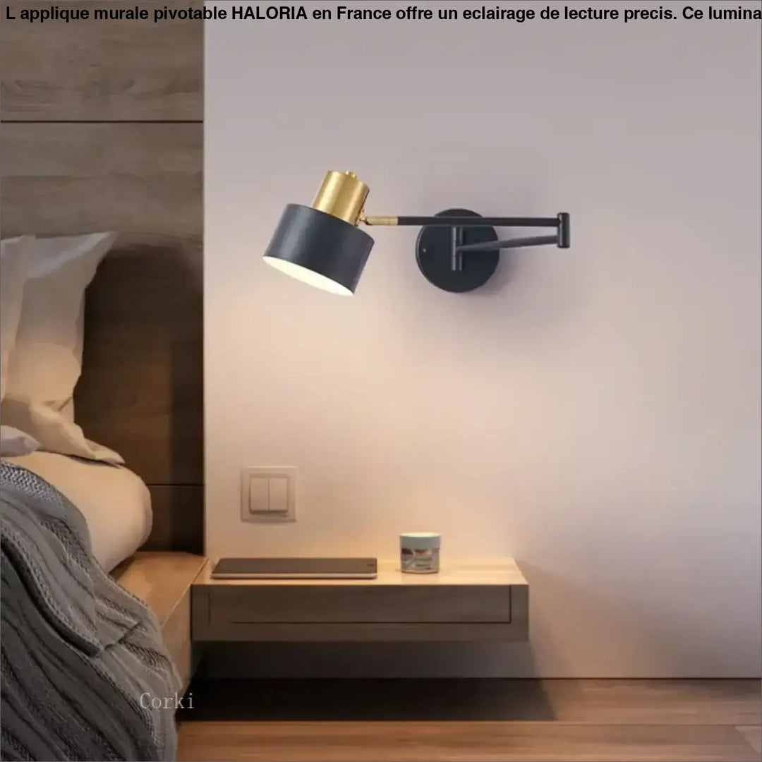 Applique Murale Pivotable Pour Lecture Design Noir Doré