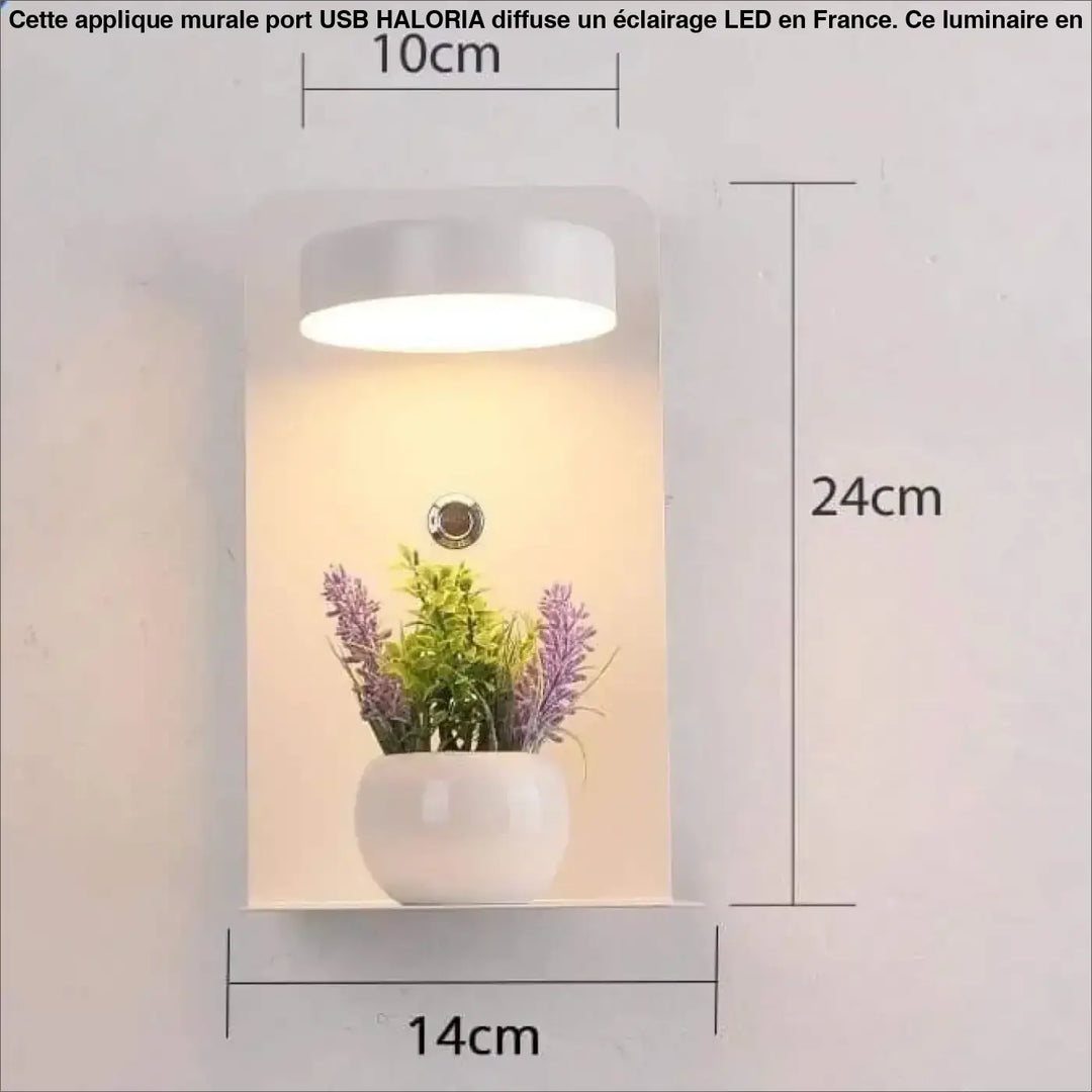 Applique Murale Port USB en Aluminium et Verre Noir ou Blanc