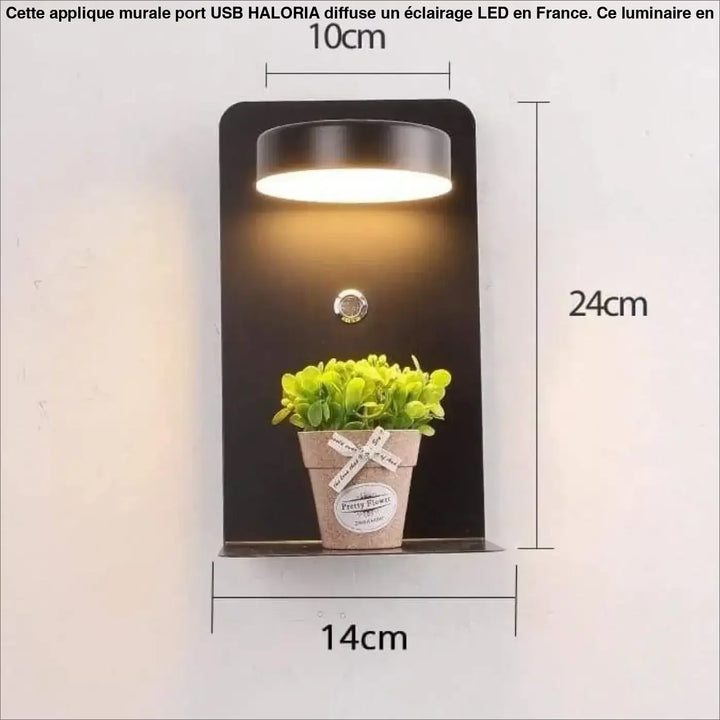 Applique Murale Port USB en Aluminium et Verre Noir ou Blanc