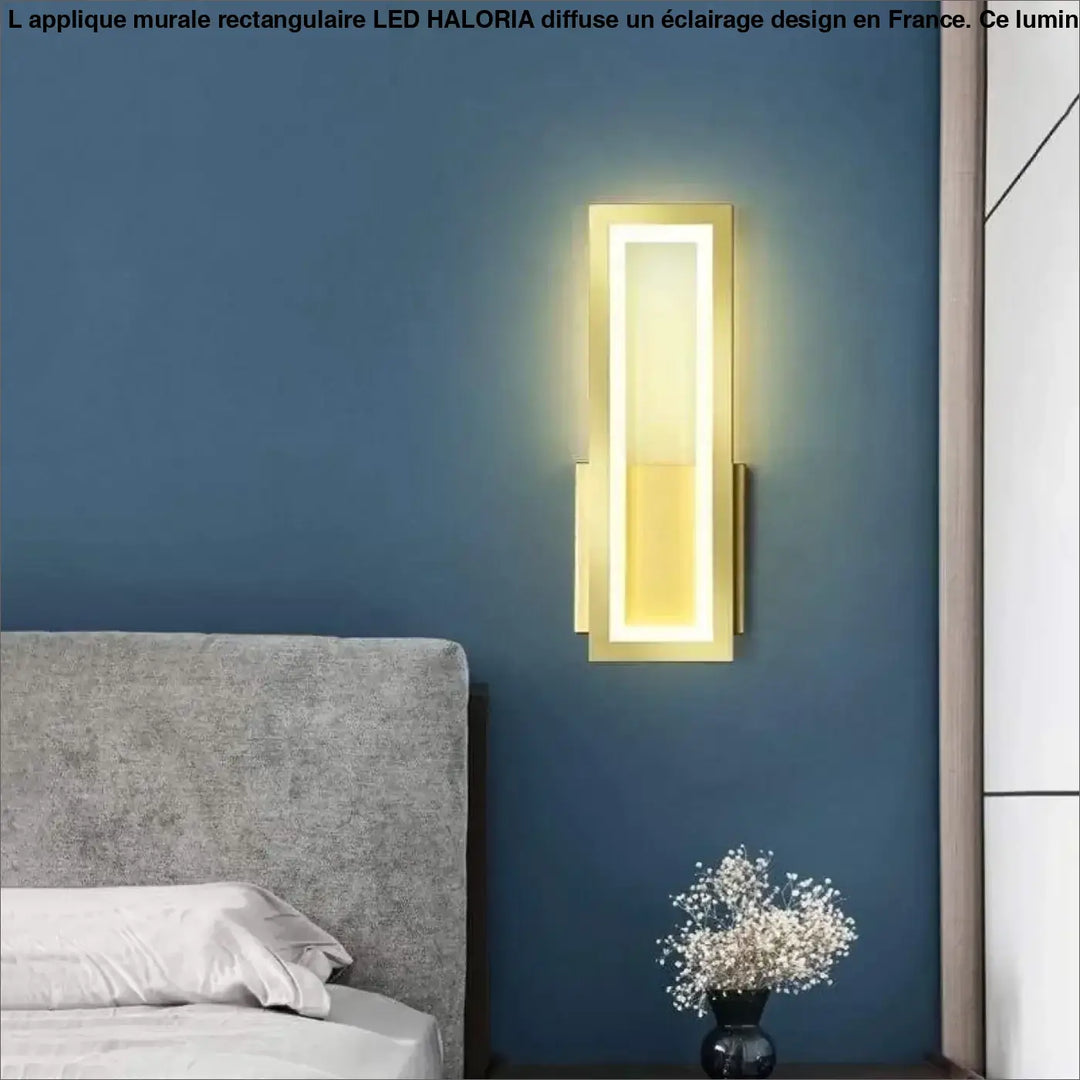 Applique Murale Rectangulaire LED À Cadre Doré Élégant