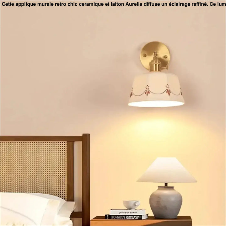 Applique murale rétro chic céramique motif et laiton