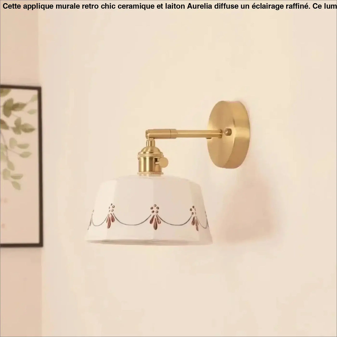 Applique murale rétro chic céramique motif et laiton