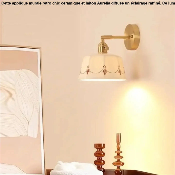 Applique murale rétro chic céramique motif et laiton