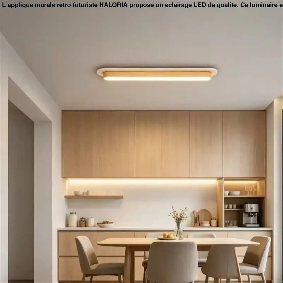 Luminaire plafonnier sabrih moderne en bois courbé avec led intégré et lumière douce rectangulaire
