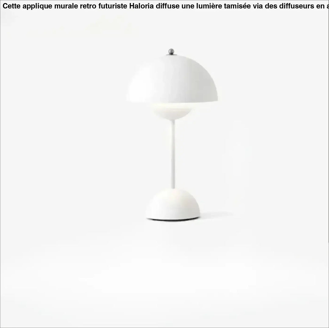 Lampe de table kopel en céramique blanche avec diffuseur sphérique lumineux au design minimaliste en forme de fleur ouverte