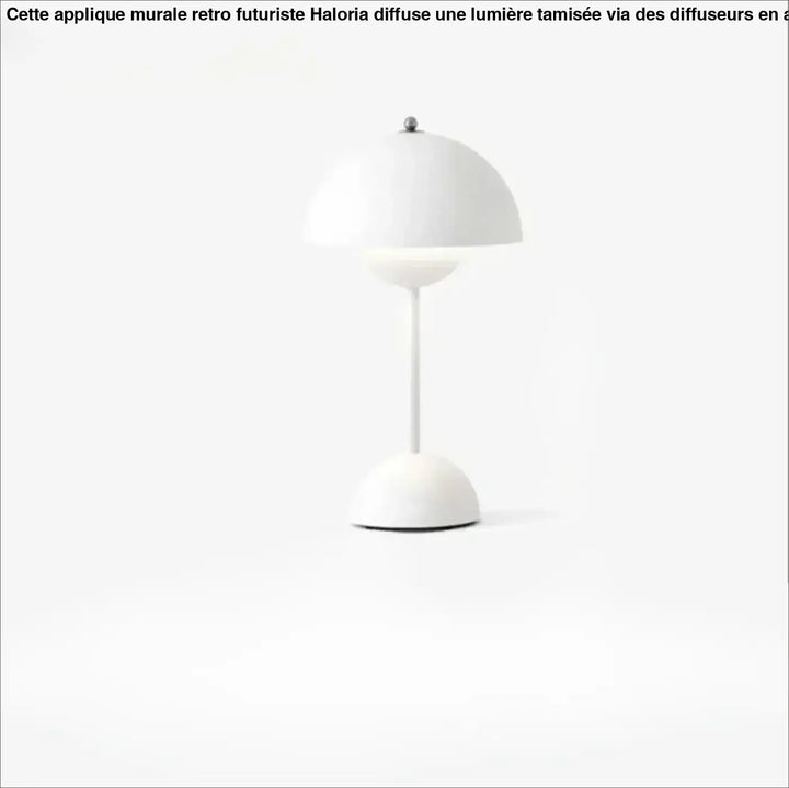 Lampe de table kopel en céramique blanche avec diffuseur sphérique lumineux au design minimaliste en forme de fleur ouverte