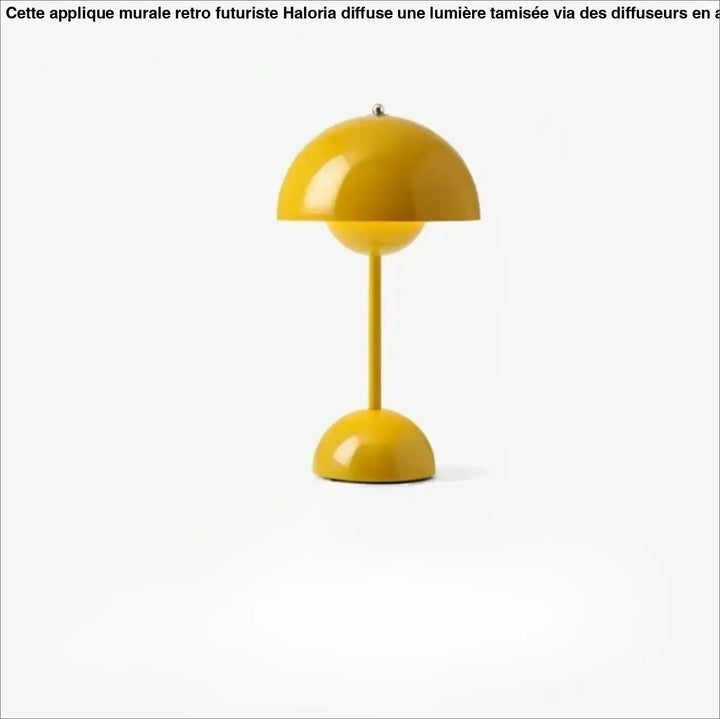 Lampe de table kopel jaune métallique vibrante avec diffuseur sphérique lumineux en design coloré floral
