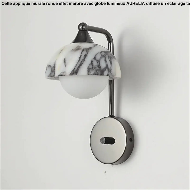 Applique Murale Avec Abat-Jour En Marbre Et Globe Opalin

