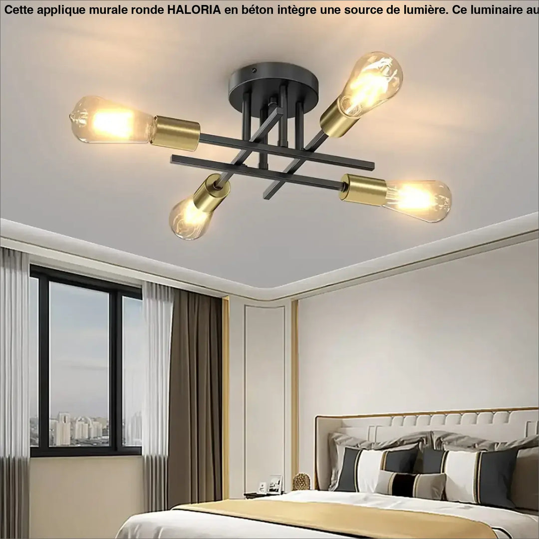 Plafonnier Style Loft Noir Avec Tubes Croisés Et Ampoules

