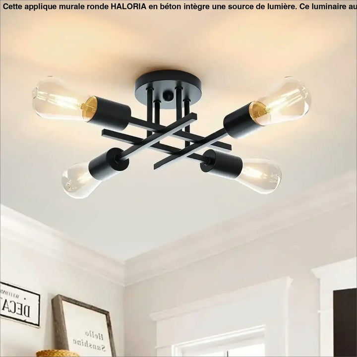 Plafonnier Style Loft Noir Avec Tubes Croisés Et Ampoules

