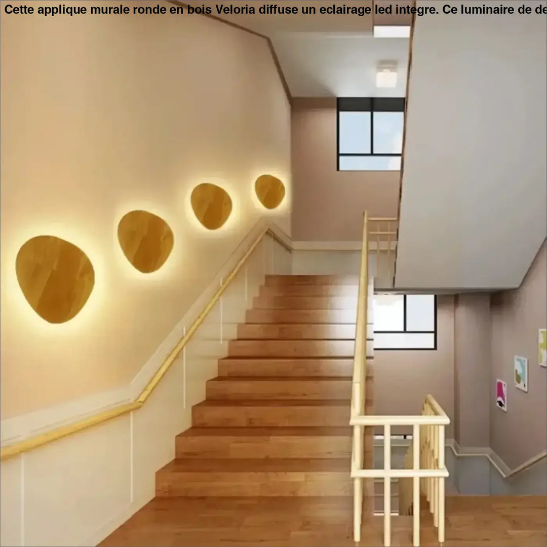 Applique murale ronde en bois avec éclairage LED intégré

