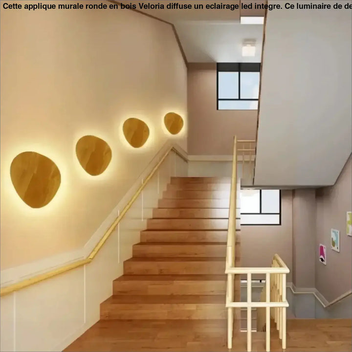 Applique murale ronde en bois avec éclairage LED intégré

