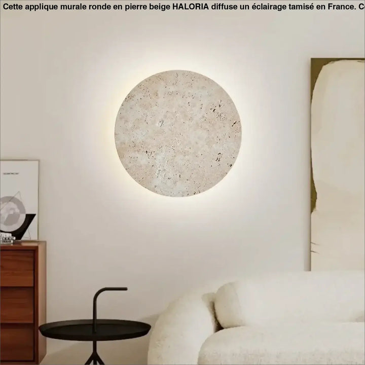 Applique Murale Ronde En Pierre Beige Au Design Naturel
