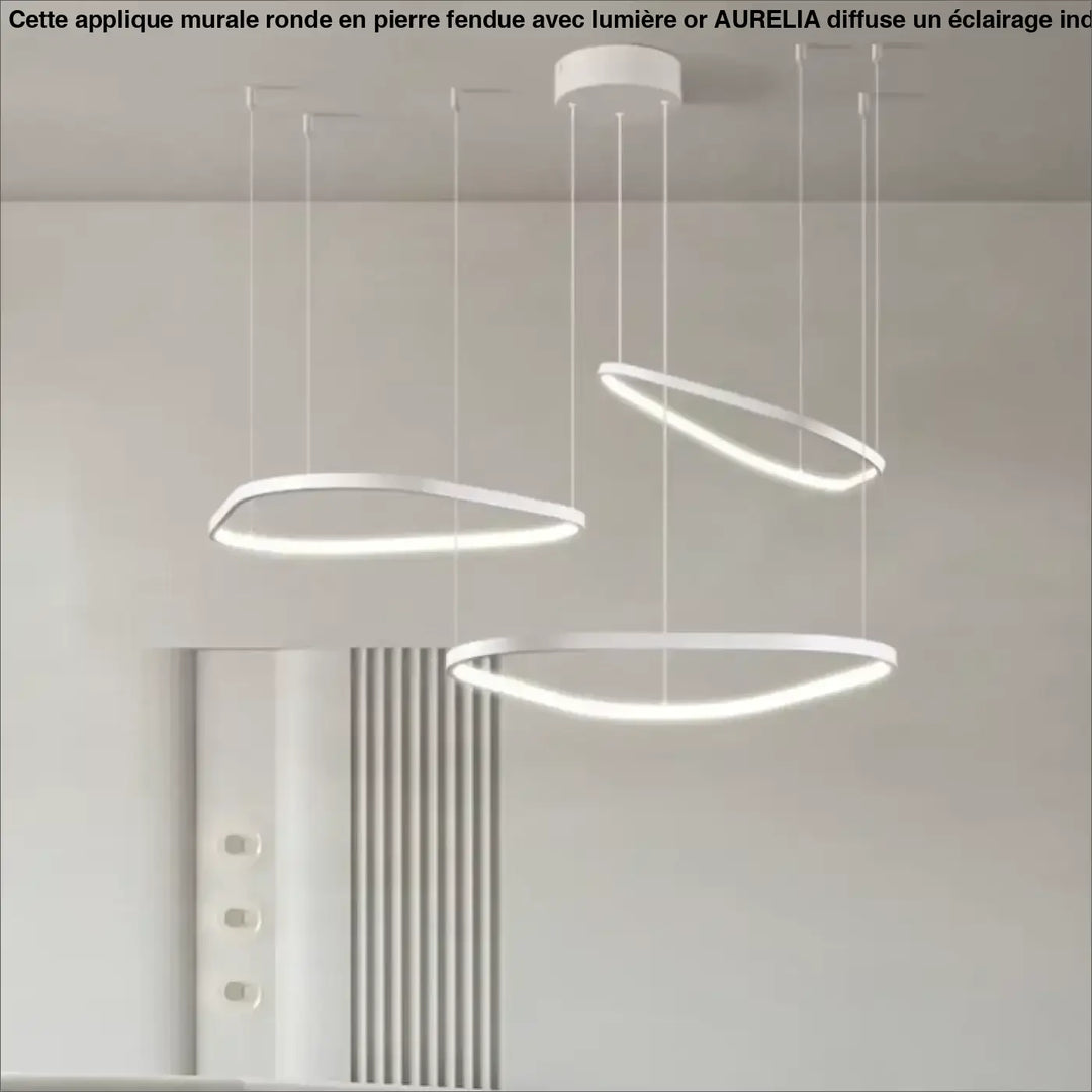 Suspension Led Design Anneaux Noirs Pour Salon Moderne

