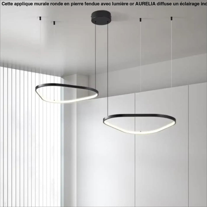 Suspension Led Design Anneaux Noirs Pour Salon Moderne

