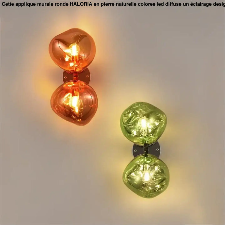 Applique Murale Double Globe En Verre Soufflé Coloré

