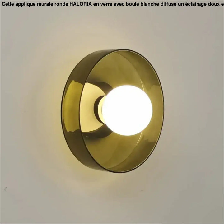 Applique murale ronde en verre avec une boule blanche

