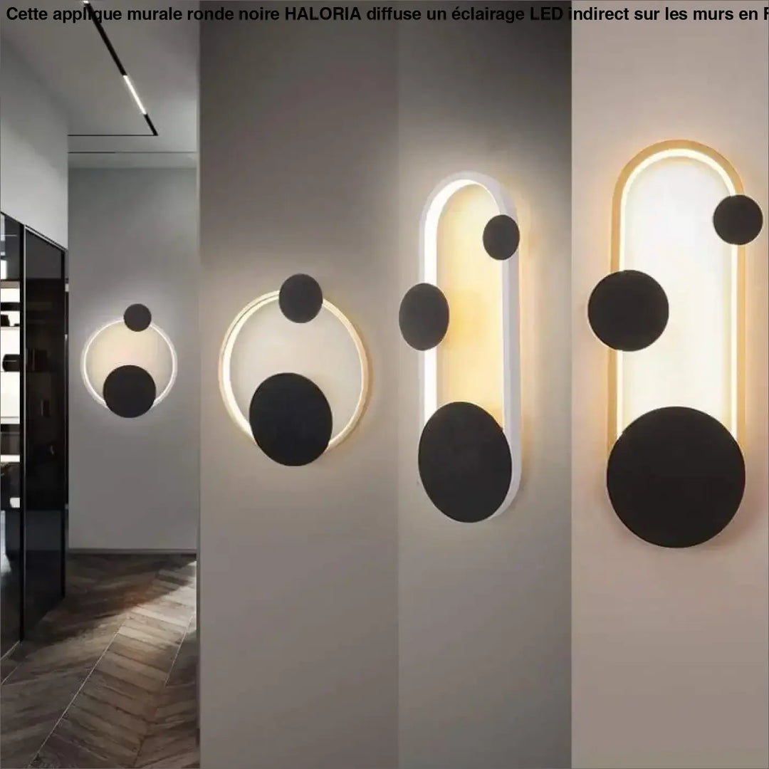 Applique Murale Ronde Noire En Acrylique Noir Et Or