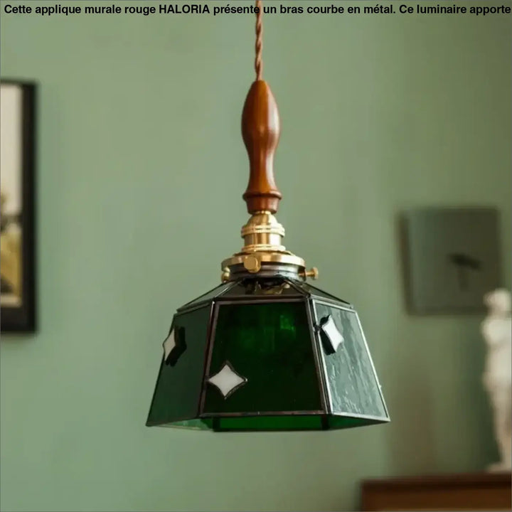 Suspension art déco verre vert cuivre design industriel chic