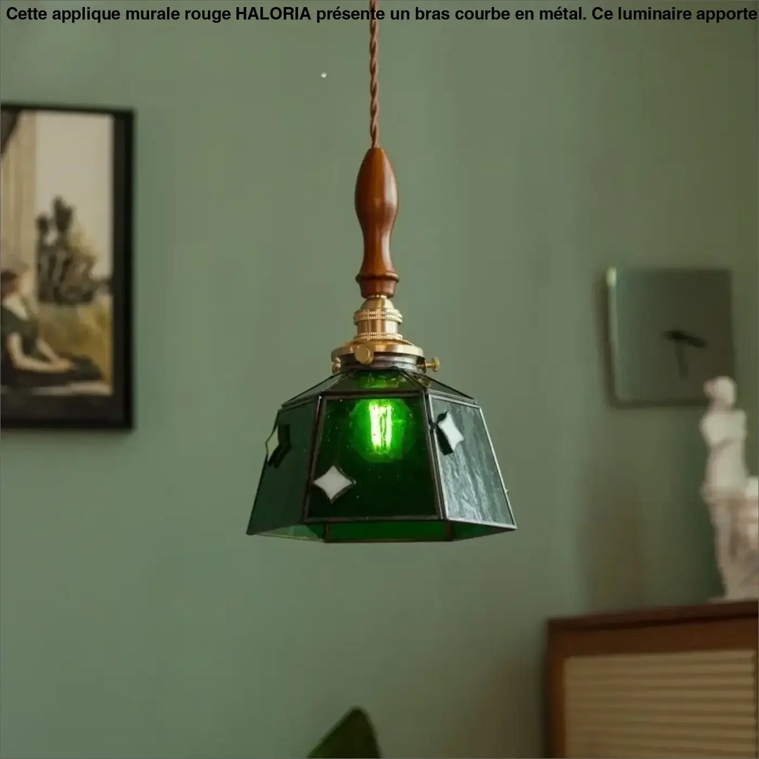 Suspension art déco verre vert cuivre design industriel chic