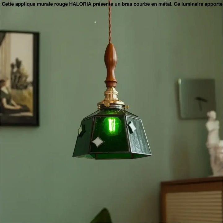Suspension art déco verre vert cuivre design industriel chic