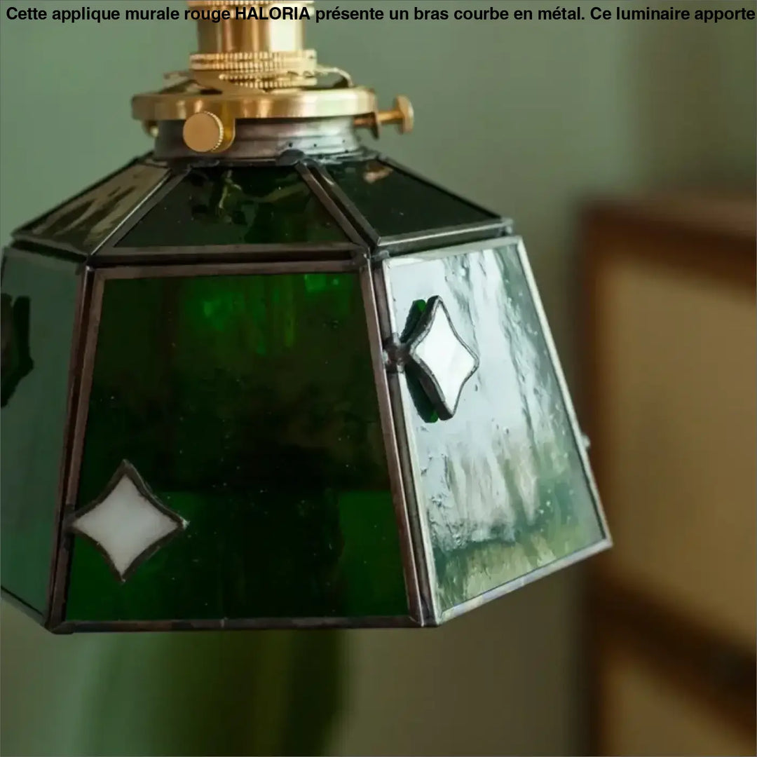 Suspension art déco verre vert cuivre design industriel chic