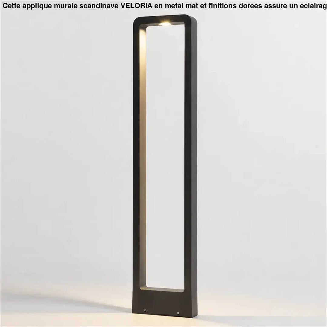 Luminaire extérieur contemporain kyro lampadaire noir rectangulaire en métal avec éclairage led chaud minimaliste