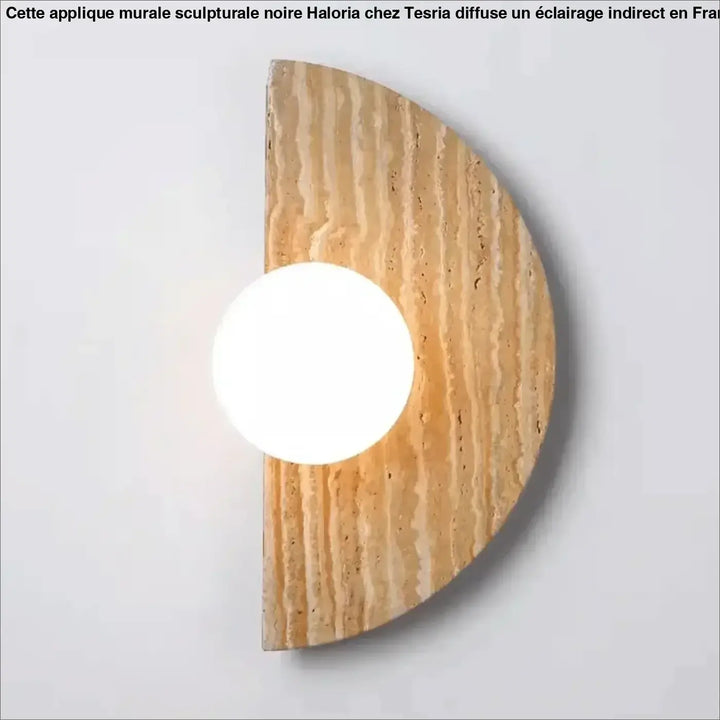 Applique Murale Demi-Cercle En Travertin Et Verre


