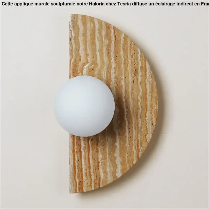 Applique Murale Demi-Cercle En Travertin Et Verre

