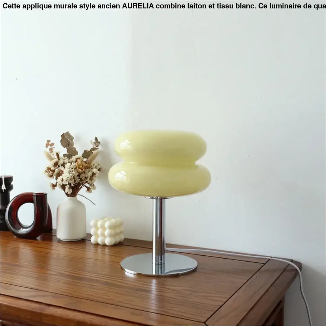 Lampe à poser contemporaine en verre et pied chromé moderne