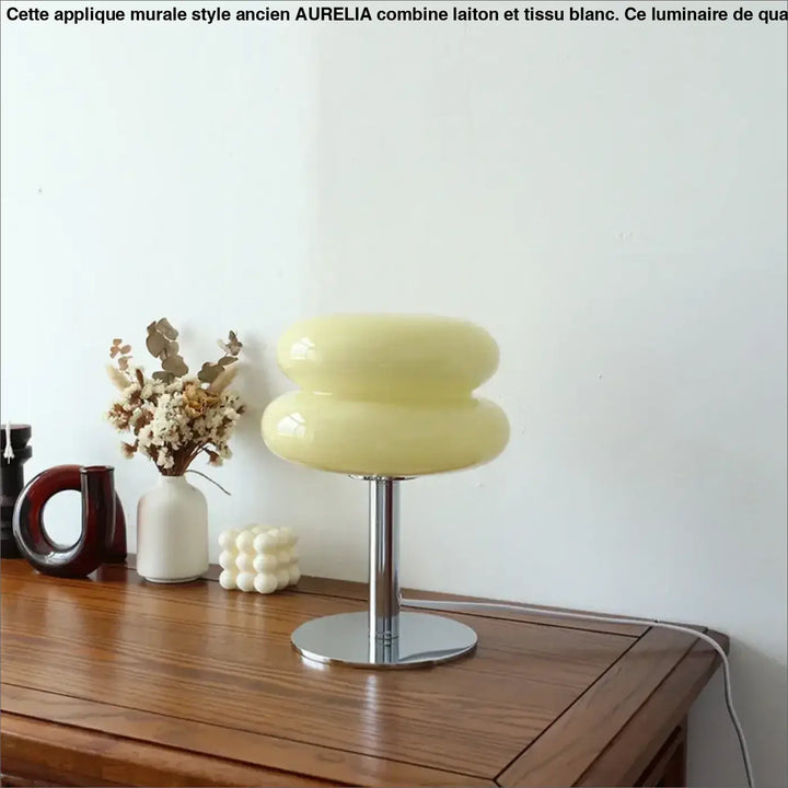 Lampe à poser contemporaine en verre et pied chromé moderne