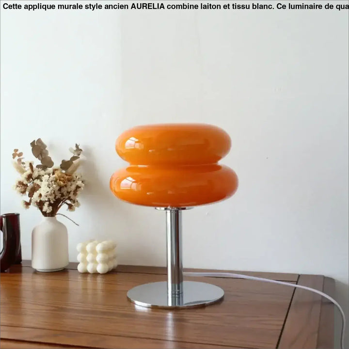 Lampe à poser contemporaine en verre et pied chromé moderne