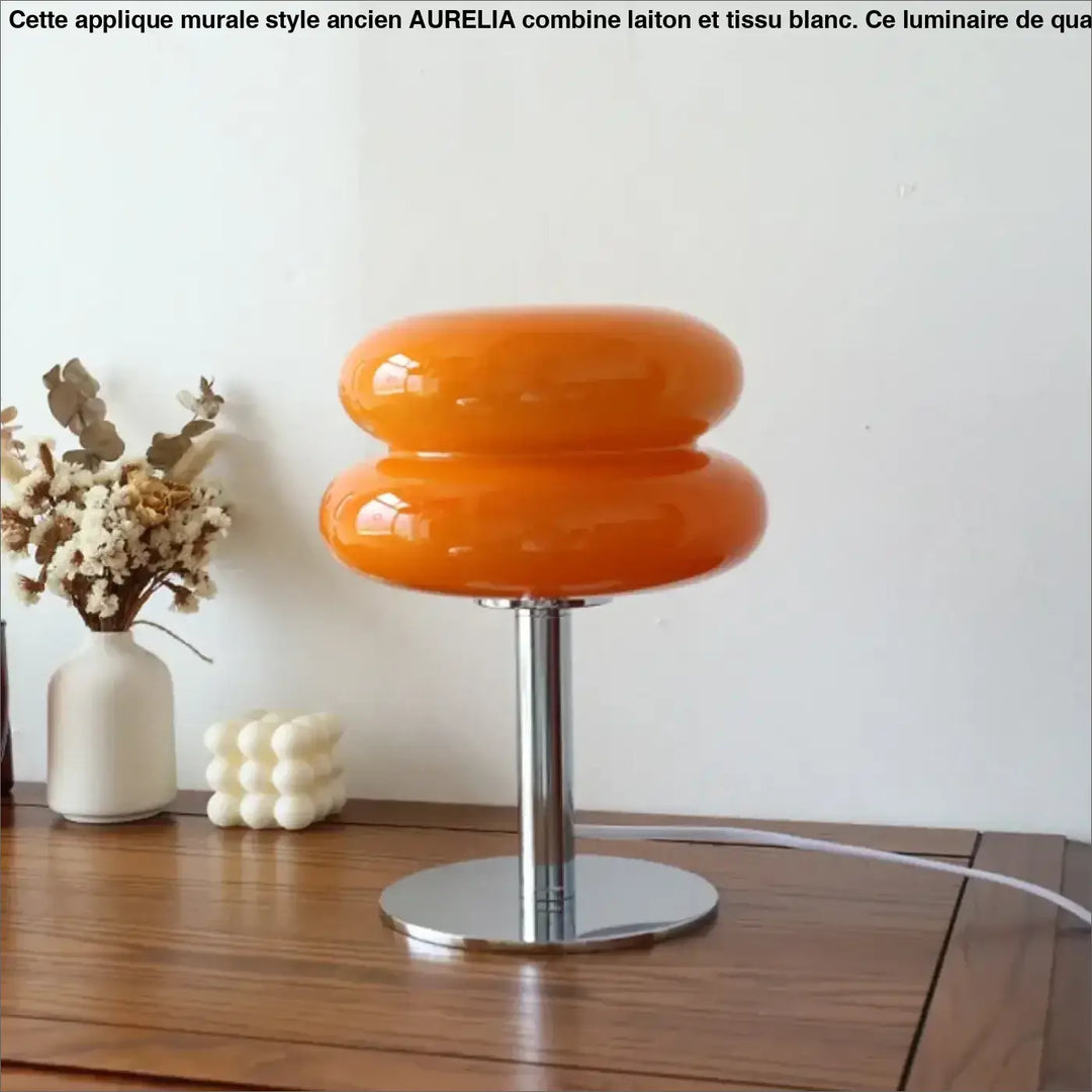 Lampe à poser contemporaine en verre et pied chromé moderne