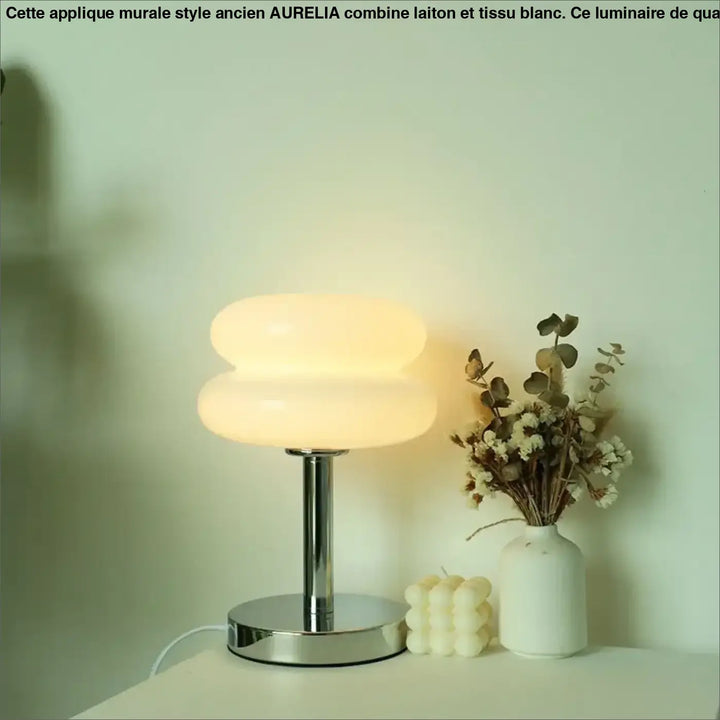 Lampe à poser contemporaine en verre et pied chromé moderne