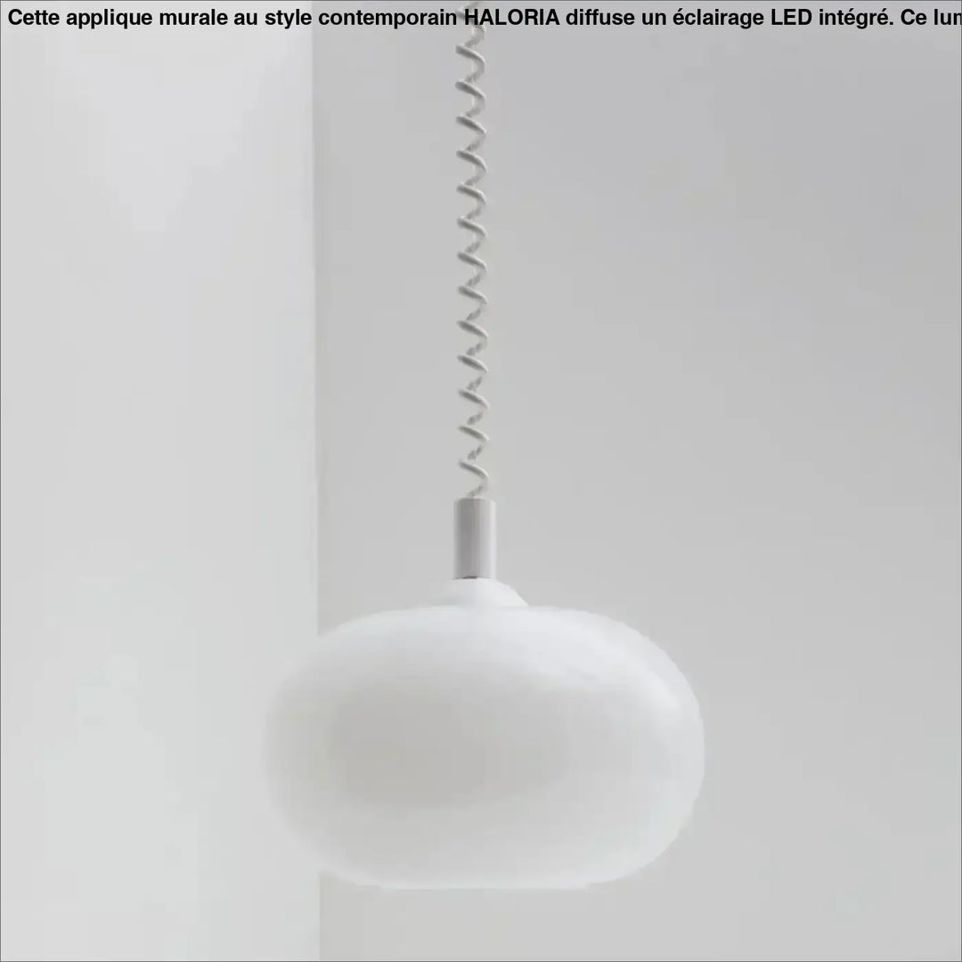 Suspension luminaire pendira avec verre blanc et câble spiralé en métal pour un éclairage minimaliste élégant