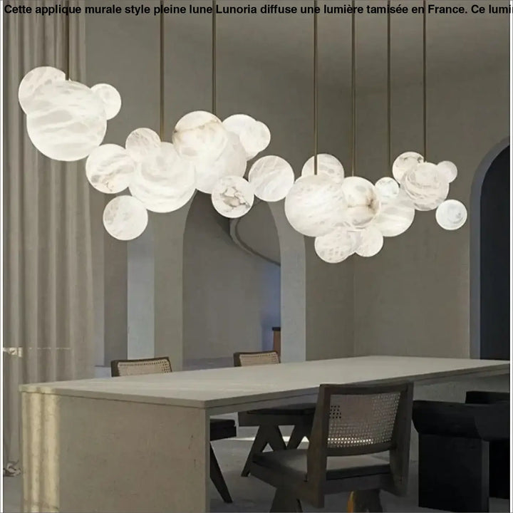 Suspension luminaire sculpturale en albâtre flottant