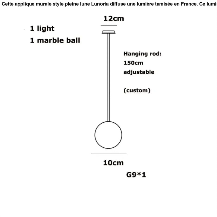 Suspension luminaire sculpturale sitoko avec une boule en albâtre flottant de 10 cm suspendue pour un espace d’exception