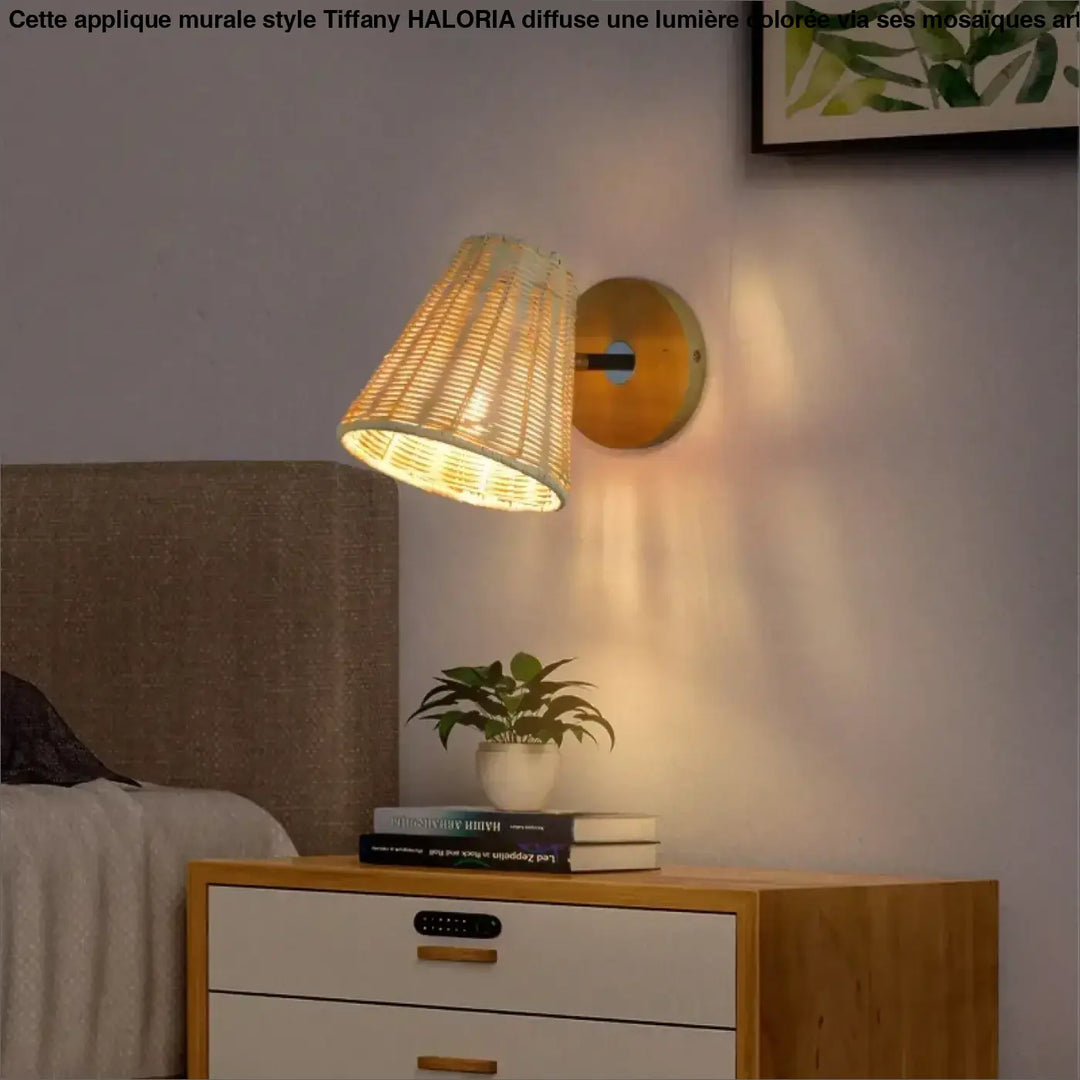 Petite Applique Murale En Rotin Clair Pour Tête De Lit Moderne