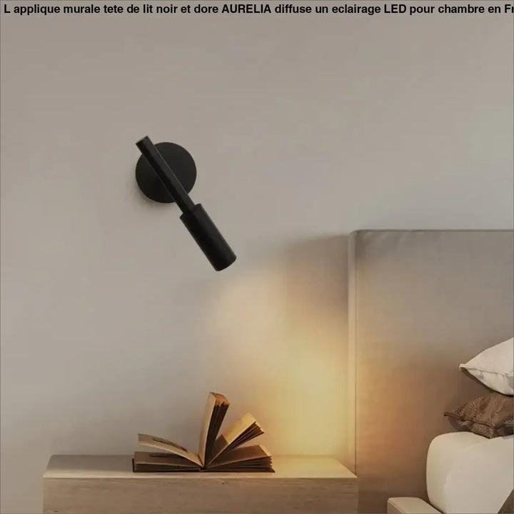Applique murale tete noire et dore aurelia avec design cylindrique minimaliste pour lecture murale tete
