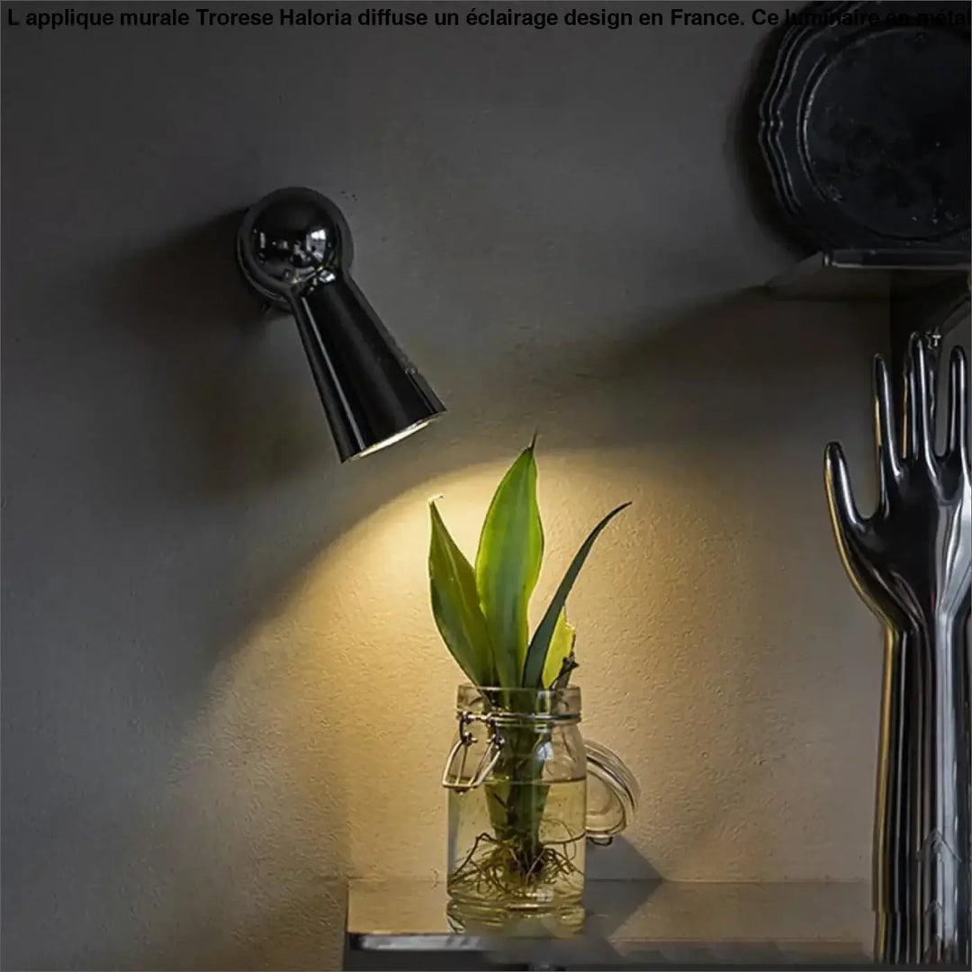 Applique led chromée avec base aluminium argent élégante