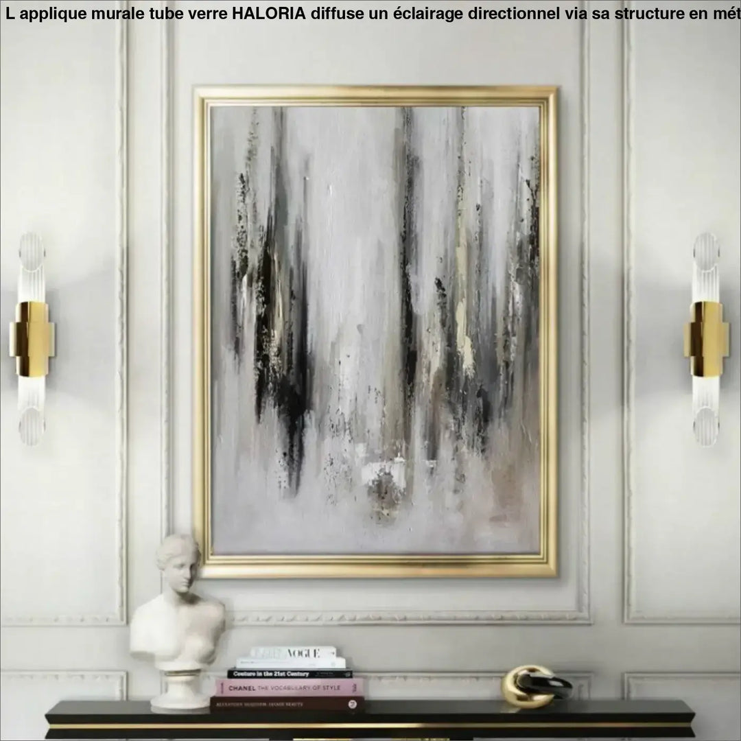 Applique Murale Tube Verre Aluminium Doré Élégante
