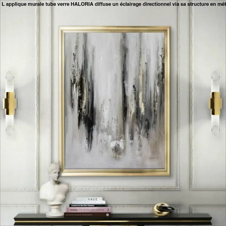 Applique Murale Tube Verre Aluminium Doré Élégante