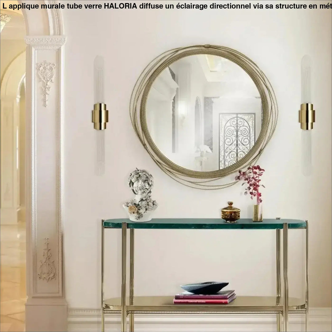 Applique Murale Tube Verre Aluminium Doré Élégante