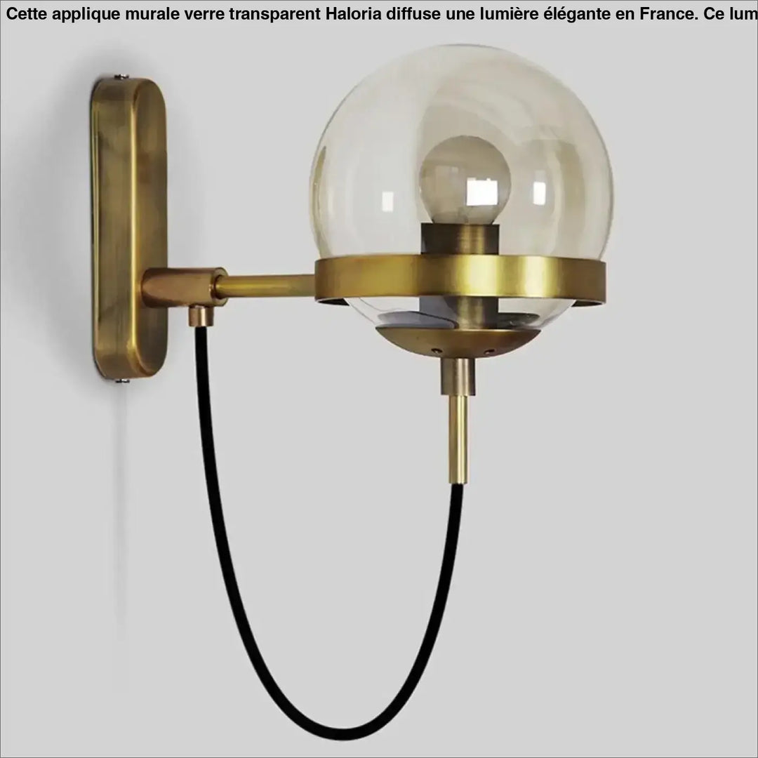 Applique Murale Verre Transparent Boule Dorée Design